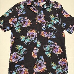 Cartoon Network Rick & Morty ss Button Up Dress Shirt, men's XS #595